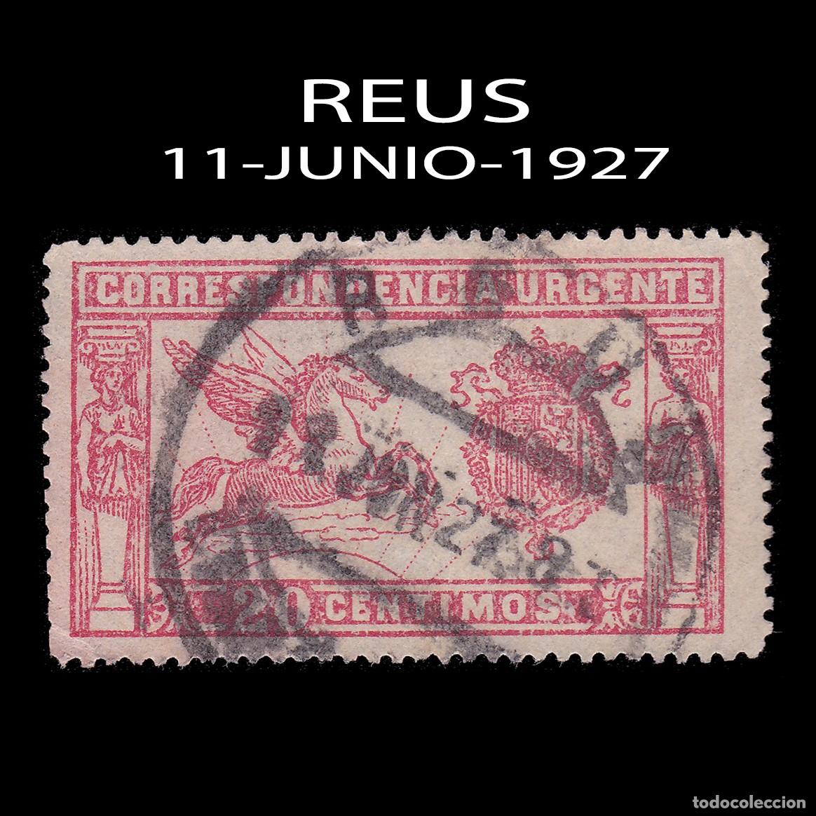 Sellos: ALFONSO XIII. 1925 Pegaso. 20c. REUS. Edifil 324 + OBSEQUIO