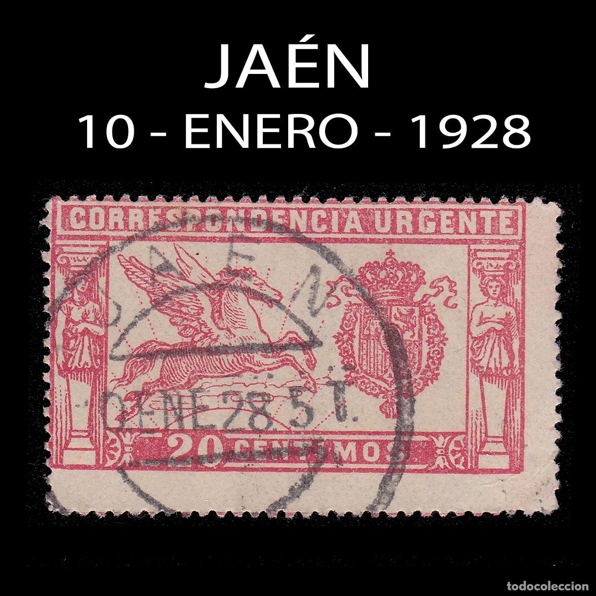 Sellos: ESPA&Ntilde;A. 1925 Pegaso. 20c. JAEN. Edifil 324 + OBSEQUIO