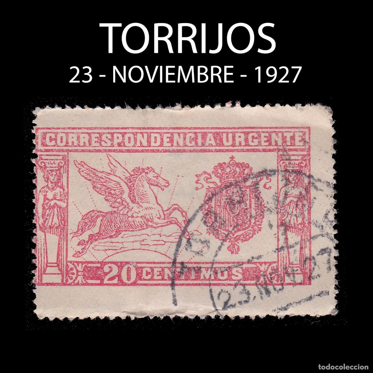 Sellos: ALFONSO XIII. 1925 Pegaso. 20c. TORRIJOS. Edifil 324 + OBSEQUIO