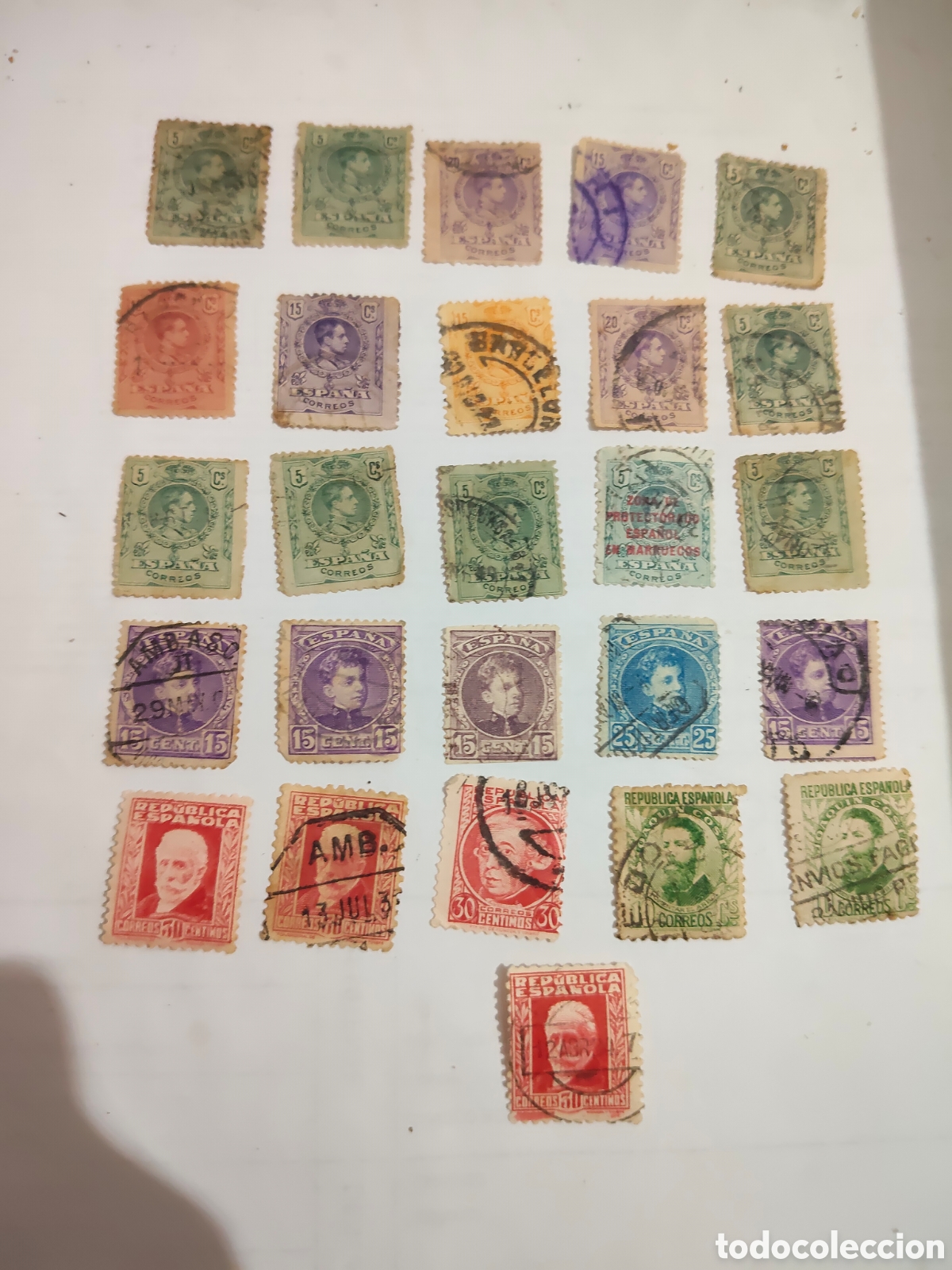 Sellos: 26 sellos del Rey Alfonso Xlll y la segunda Republica 1901-32 usados