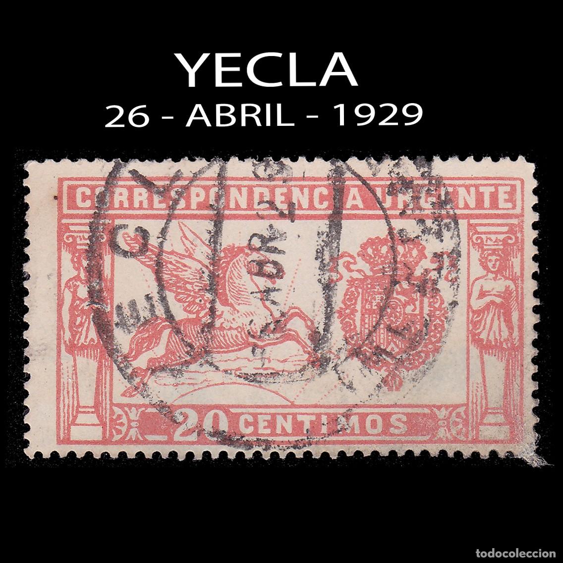 Sellos: ESPA&Ntilde;A. 1905 Pegaso. 20c. YECLA. Edifil 256C + OBSEQUIO