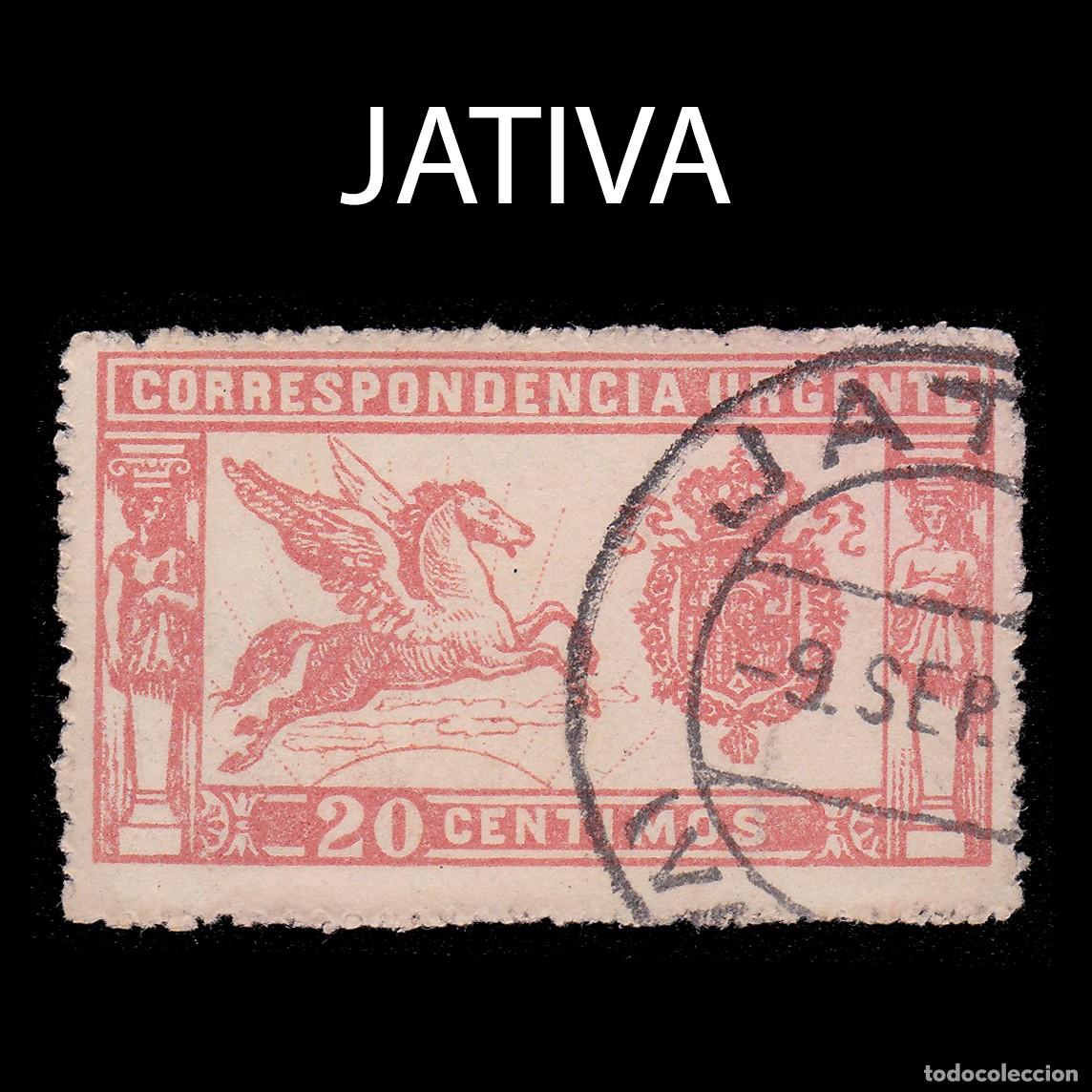 Sellos: ESPA&Ntilde;A. 1905 Pegaso. 20c.JATIVA . Edifil 256C + OBSEQUIO