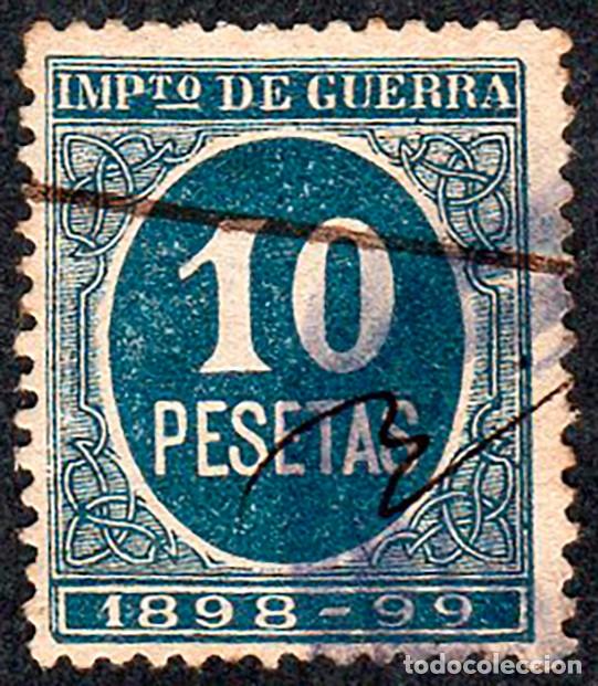 Sellos: Espa&ntilde;a - Fiscales - Impuesto de Guerra - Alemany o 44 - 1898/99 - 10 Ptas.