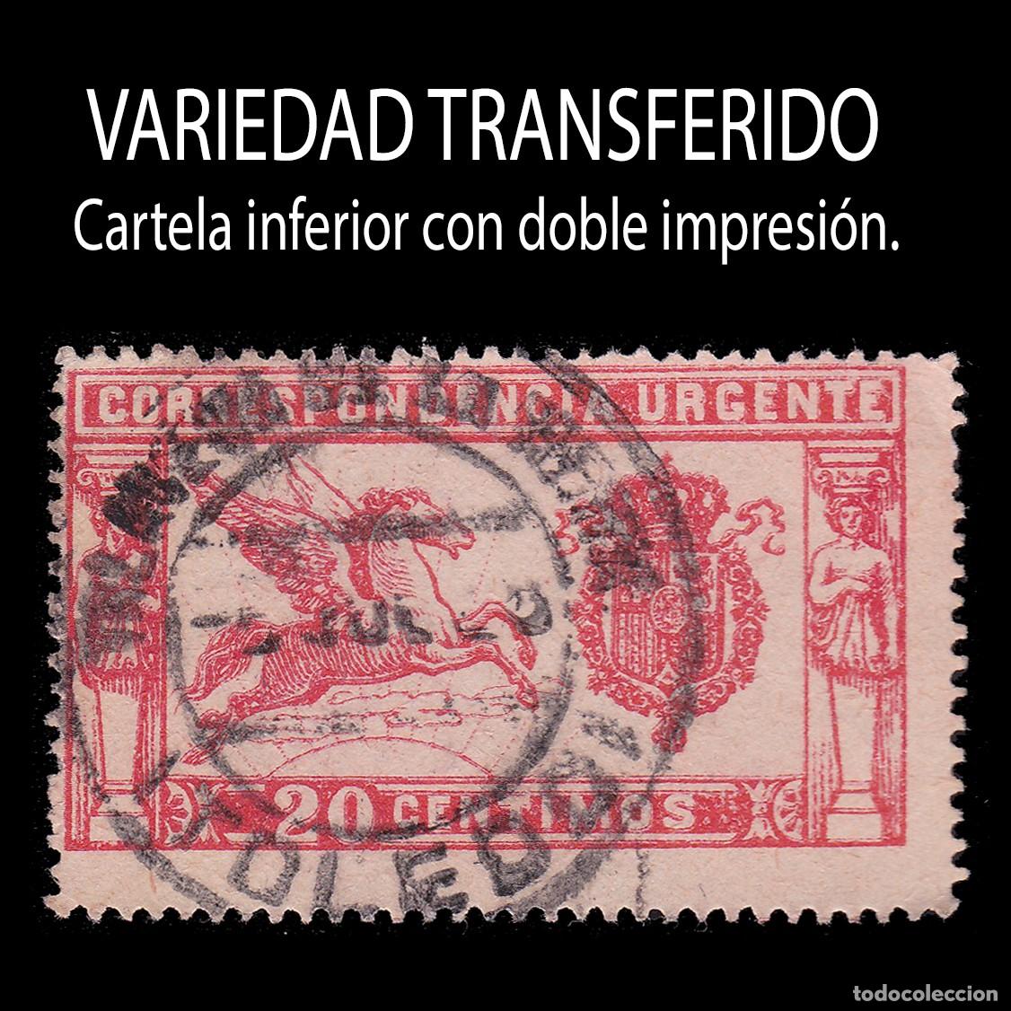 Sellos: VARIEDAD TRANSFERIDO. 1905 Pegaso. 20c. Edifil 256TL + OBSEQUIO