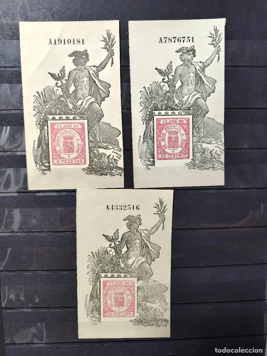 Sellos: Espa&ntilde;a lote 3 sellos taxas Timbres a&ntilde;o 1926 sellos usado con borde Hoja