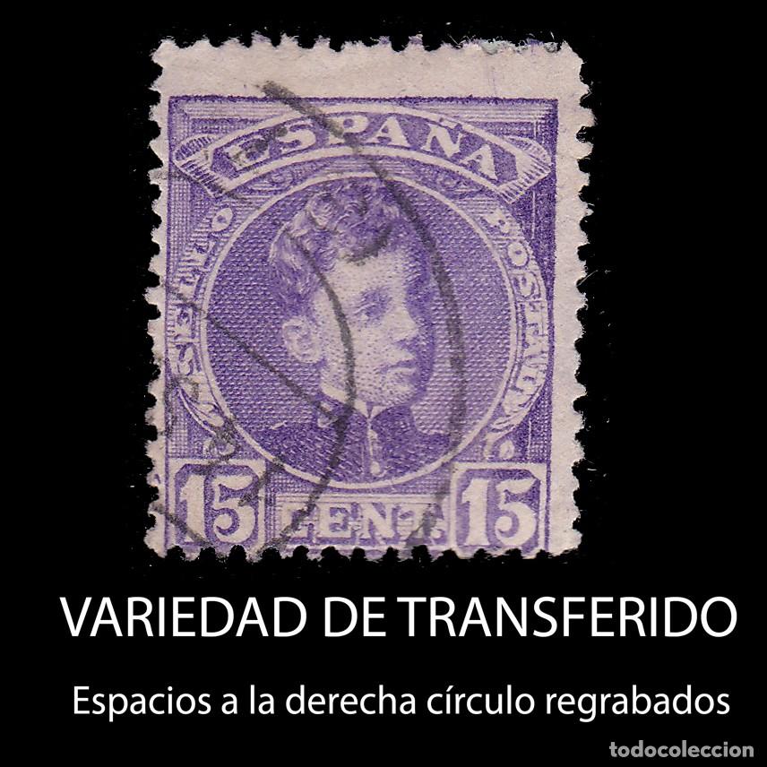 Sellos: VARIEDAD TRANSFERIDO. Alfonso XIII. Matasello EDIFIL 256t + OBSEQUIO.
