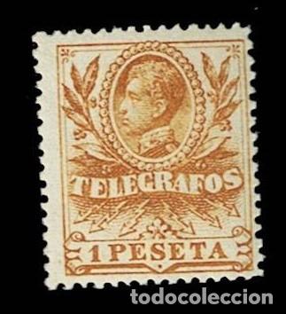 Sellos: Espa&ntilde;a TELEGRAFOS A&ntilde;o 1905 Edifil n&ordm; 44 Valor 1 pta. Color AMARILLO Sin fijasellos Ver