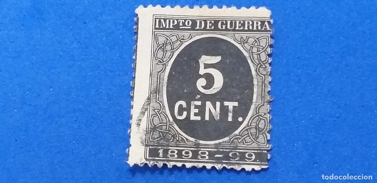 Sellos: Sello de Espa&ntilde;a. Usado. Edifil 236. 5 cts Impuesto de guerra. A&ntilde;o 1898.