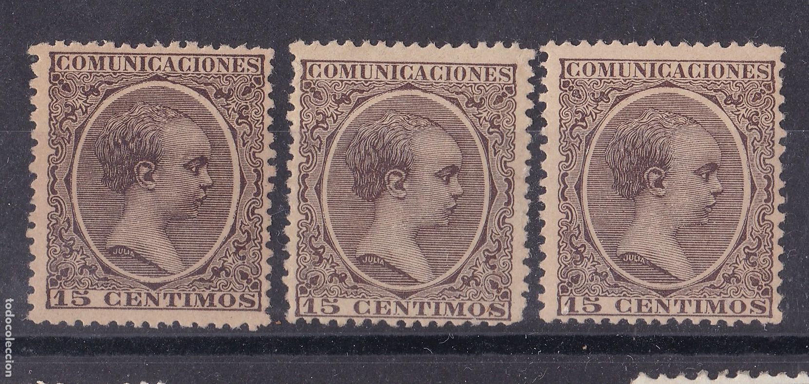 Sellos: AA3-CLASICOS Alfonso XIII Edifil 219 x 3 Nuevos ** Sin Fijasellos.