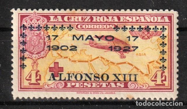 Francobolli: Espa&ntilde;a edf n&ordm;372 Carmin y Amarillo 4ptas.Sobrecargado.Sello com charnela MH.1927