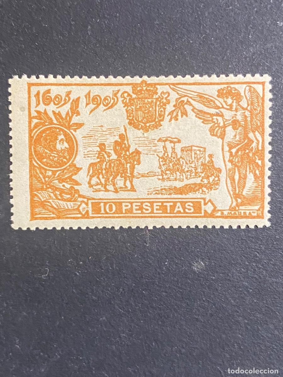 Briefmarken: Espa&ntilde;a 1905 Edifil 266** MNH 10 pts. Quijote con Certificado de autenticidadl