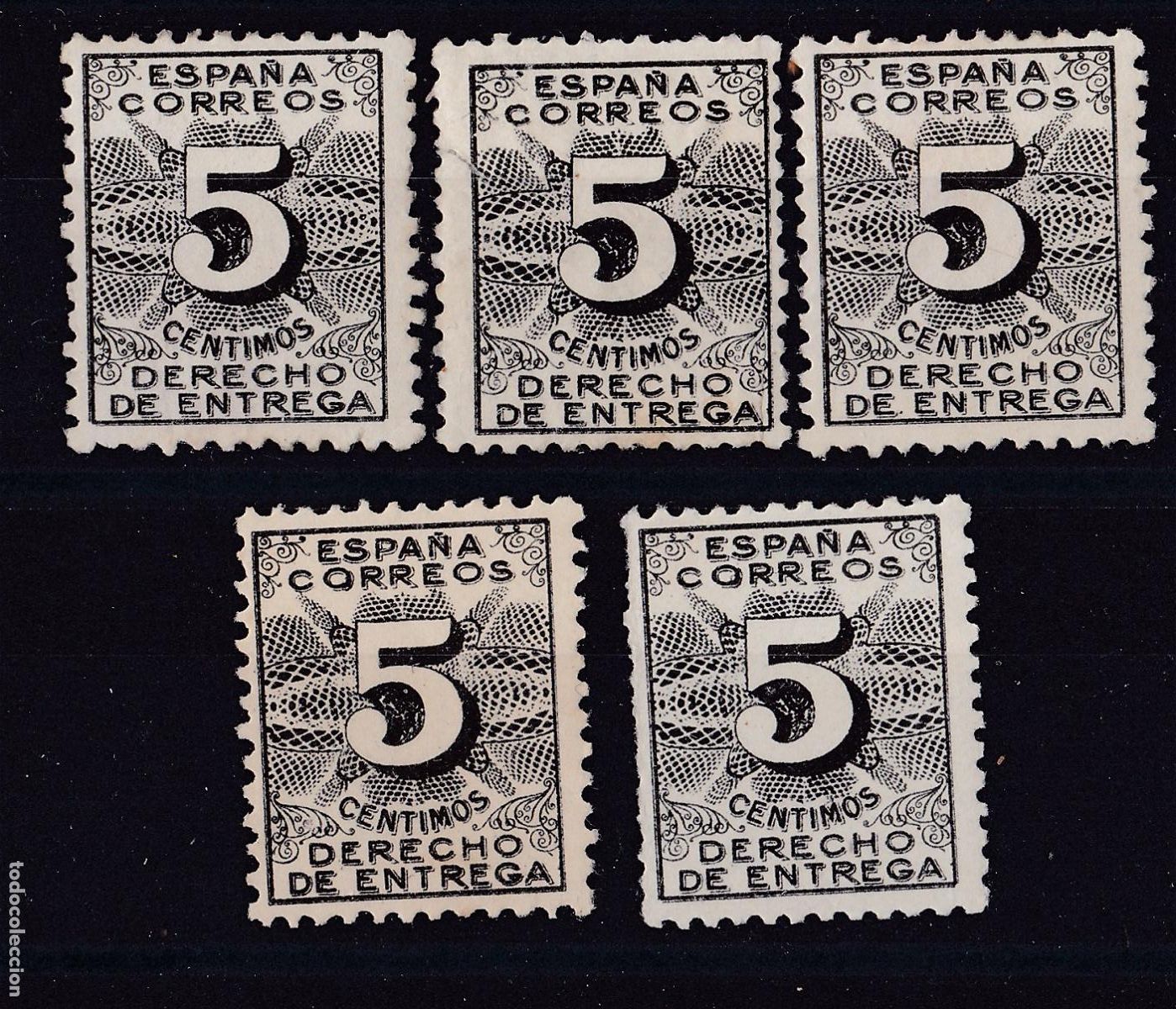 Sellos: FC-236-Derecho de Entrega Edifil 592 x 5 Sellos ** Sin Fijasellos +120 euros