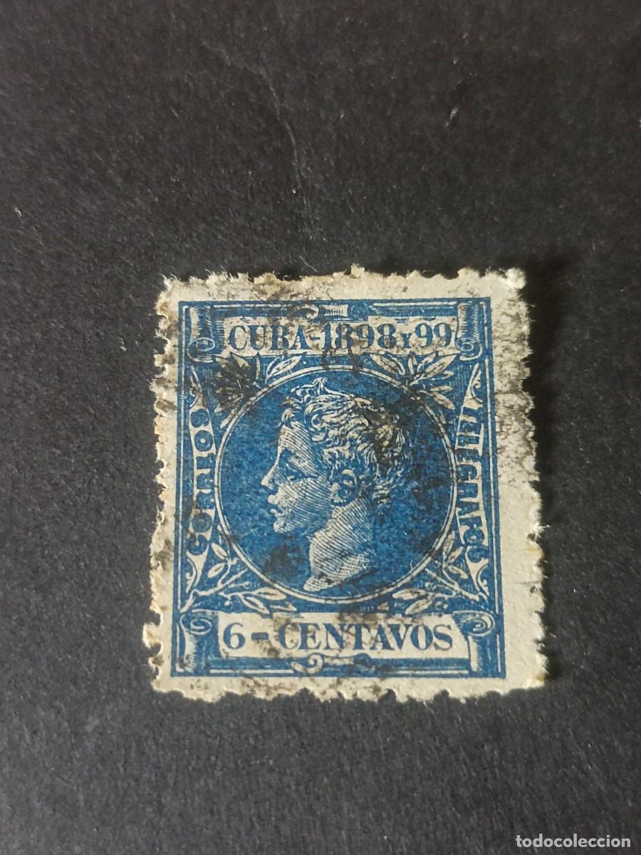 Sellos: Cuba 1898 y 99. Alfonso III. 6c.