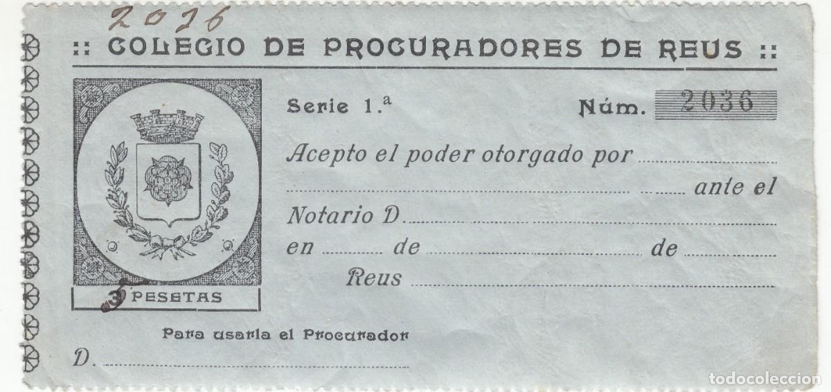 Sellos: SELLO COLEGIO PROCURADORES REUS 3 PTS ACEPTACION DE PODER NUEVO CON GOMA ORIGINAL