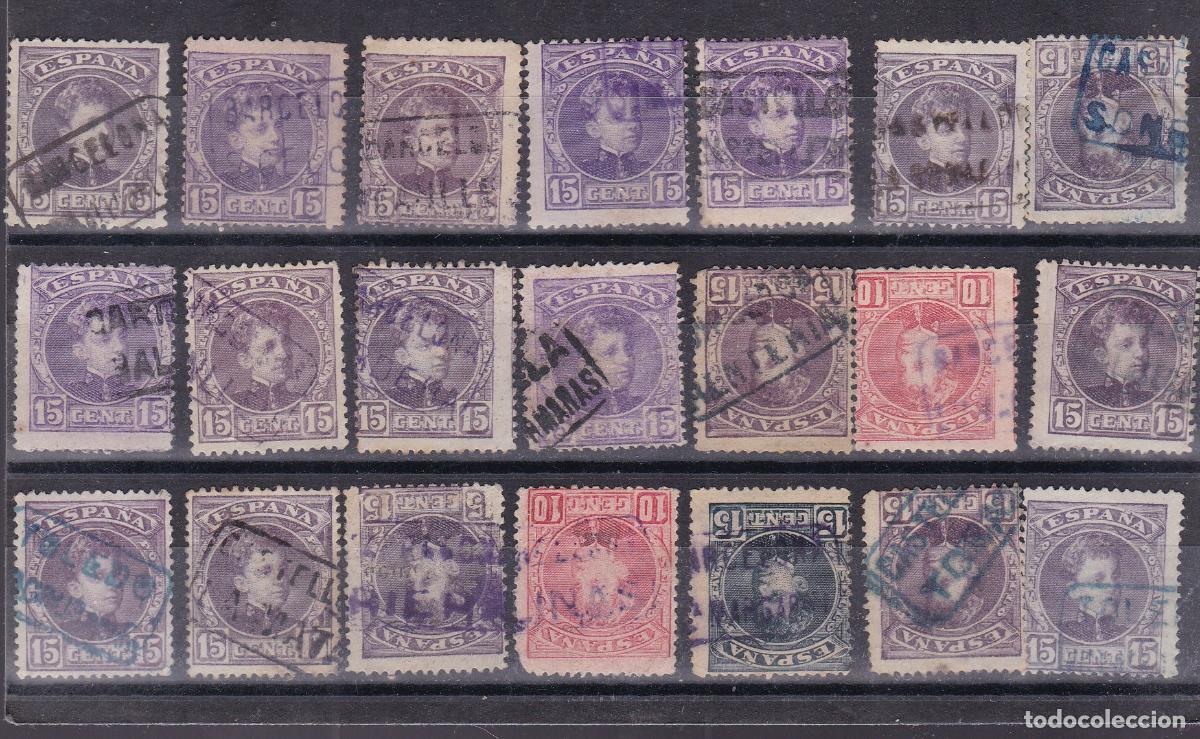 Sellos: FC-229-Alfonso XIII Cadete Lote 21 Sellos Matasellos CARTERIA