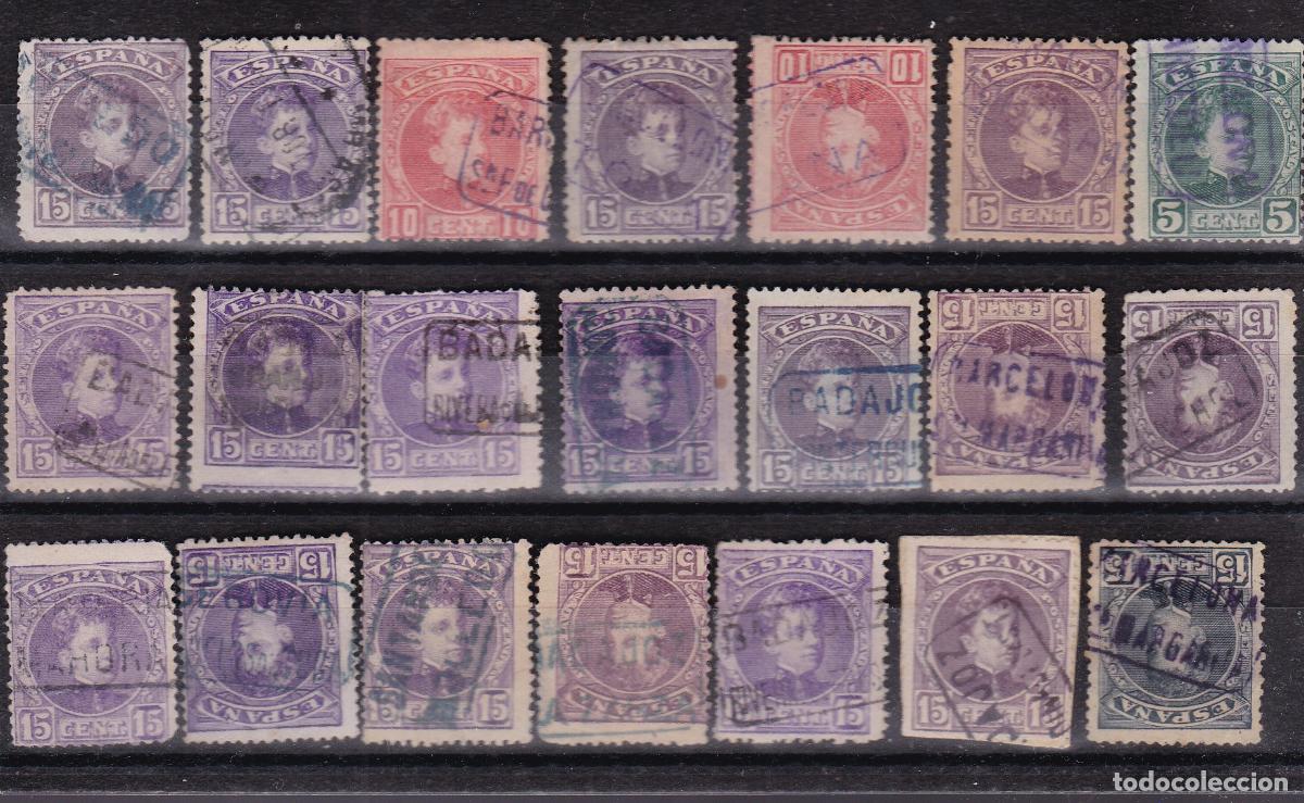 Sellos: FC-205-Alfonso XIII Cadete Lote 21 Sellos Matasellos CARTERIA