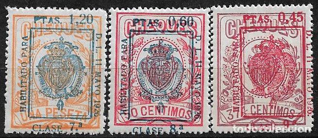 Sellos: FISCALES 1926 Timbres para Cheques, ALLEMANY n&ordm; 20 a 22 * *