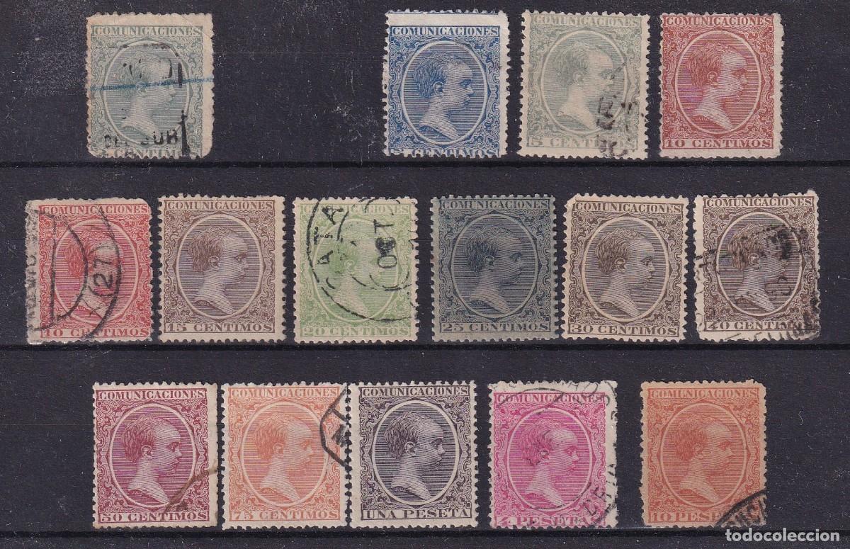 Sellos: PC87 Sellos Espa&ntilde;a a&ntilde;o 1889/1901 Edifil 213/228&ordm; SERIE COMPLETA en usado sin 214 v.c. 248 &euro;