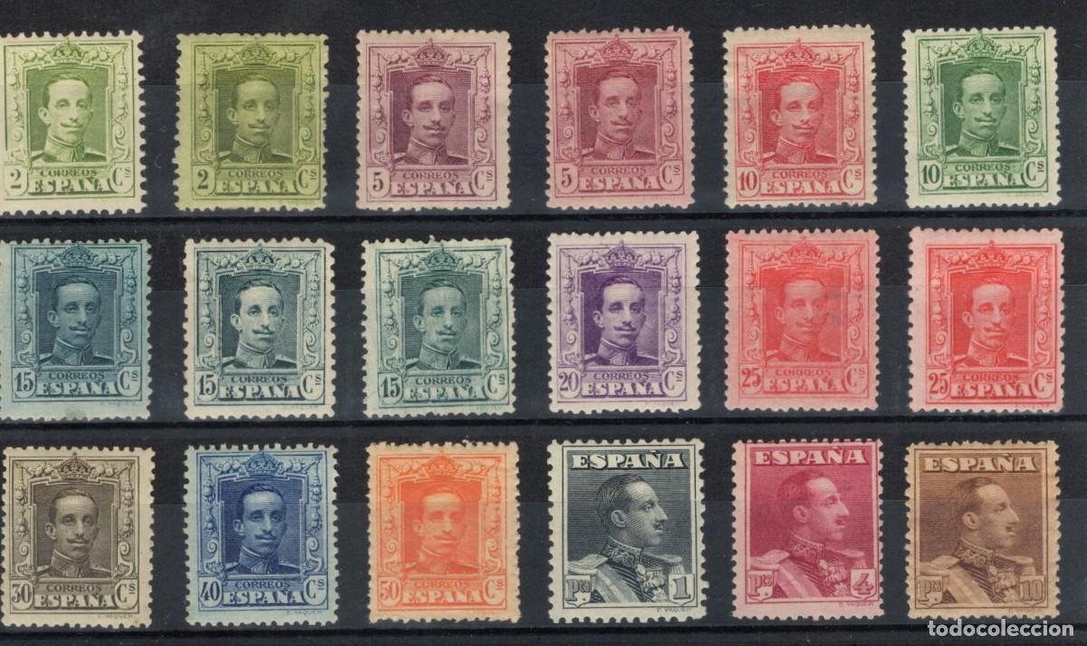 Briefmarken: PC102 Sellos Espa&ntilde;a a&ntilde;o 1922 Edifil 310/323* y 310A/317A* sellos originales en NUEVO v.c. 420 &euro;