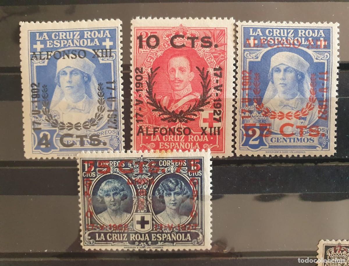 Briefmarken: EDIFIL 374 * + 375 ** + 377 ** + 380 ** ALFONSO XIII ESPA&Ntilde;A 1927