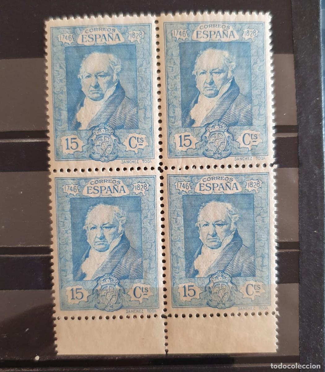 Sellos: EDIFIL 505 ** BLOQUE 4 BORDE HOJA GOYA 15 CTOS AZUL ESPA&Ntilde;A 1930