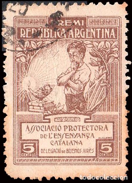 Sellos: Espa&ntilde;a - Vi&ntilde;etas Nacionalistas - o - &rdquo;5 cts. Associacio Protectora de l'ensanyan&ccedil;a catalana&rdquo;