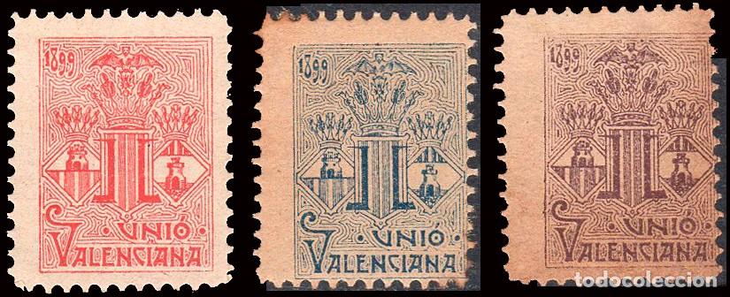 Sellos: Espa&ntilde;a - Vi&ntilde;etas Nacionalista - S/Cat (*) - 3 valores - &rdquo;1899 - Uni&oacute; Valenciana&rdquo;