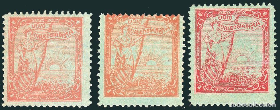 Sellos: Espa&ntilde;a - Vi&ntilde;etas Nacionalista - S/Cat (*) - 3 valores - &rdquo;Uni&oacute; Valensianista&rdquo; papel verde