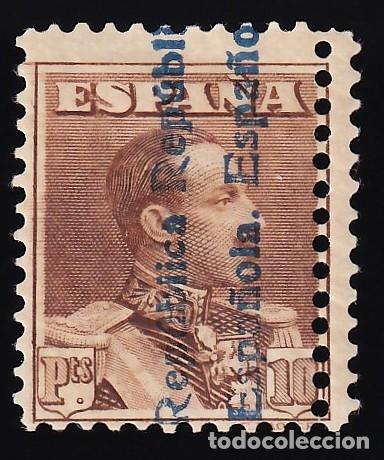 Briefmarken: ESPA&Ntilde;A, 1931 EDIFIL N&ordm; NE 27 /*/, 10 pts. casta&ntilde;o amarillento. [Doble dentado / NO EXPENDIDO.]