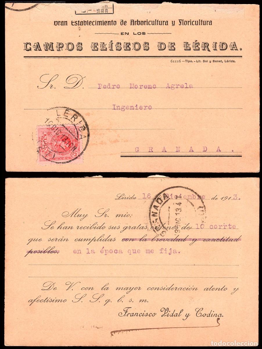 Sellos: L&eacute;rida - Edi o TP 267 - Postal membrete &rdquo;Campos El&iacute;seos - L&eacute;rida&rdquo; - Mat &rdquo;L&eacute;rida 10/12/13&rdquo;