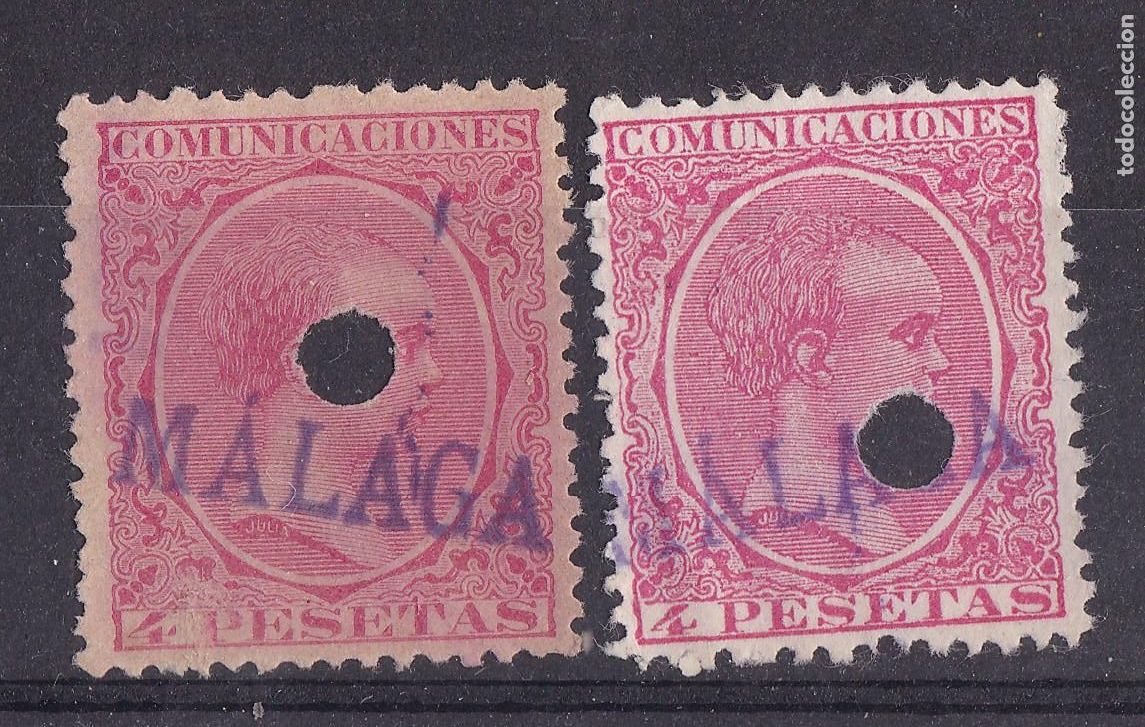 Sellos: SS3 -Cl&aacute;sicos Pel&oacute;n 4 Ptas Edifil 227. FALSO POSTAL . Usados Tel&eacute;grafos MALAGA