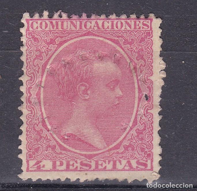 Sellos: SS7 -Alfonso XIII Pel&oacute;n 4 Ptas Edifil 227. Rara Perforacion C Puntos Cuadrados . No catalogada