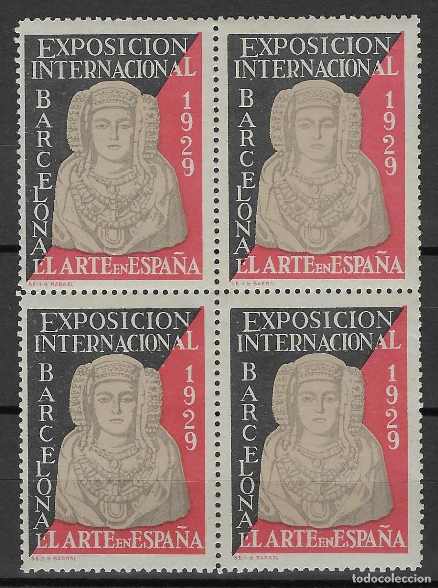 Sellos: BARCELONA 1929. EXPOSICI&Oacute;N INTERNACIONAL. EL ARTE EN ESPA&Ntilde;A (BLOQUE DE 4). MNH **