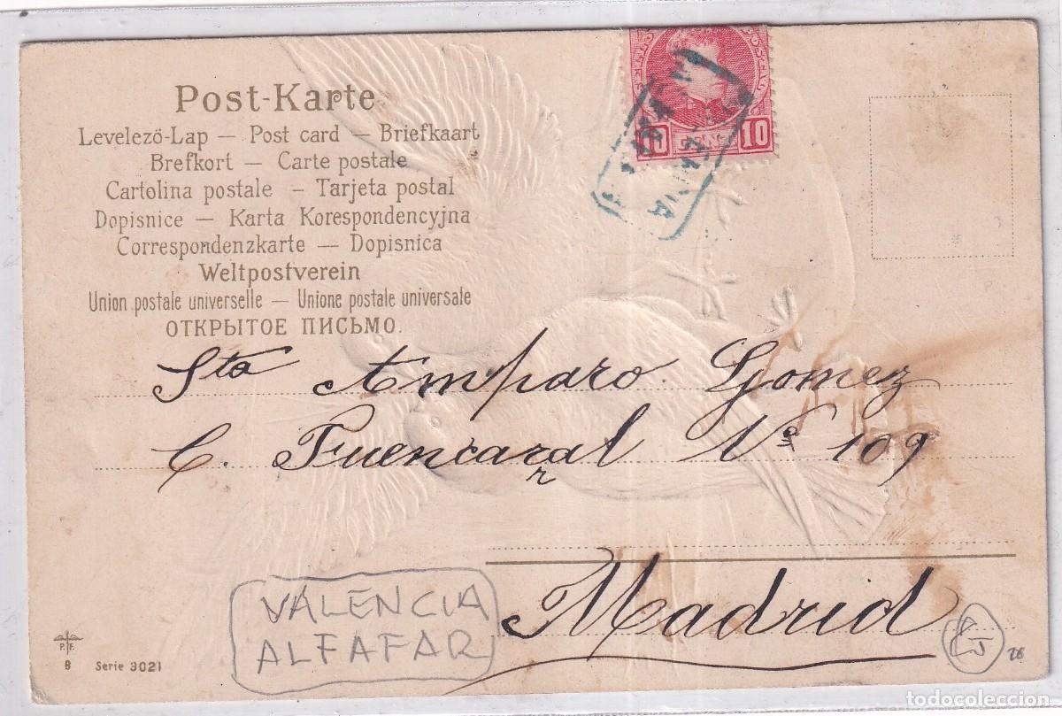 Sellos: Postal de p&aacute;jaros, circulada con carter&iacute;a Alfafar Valencia.