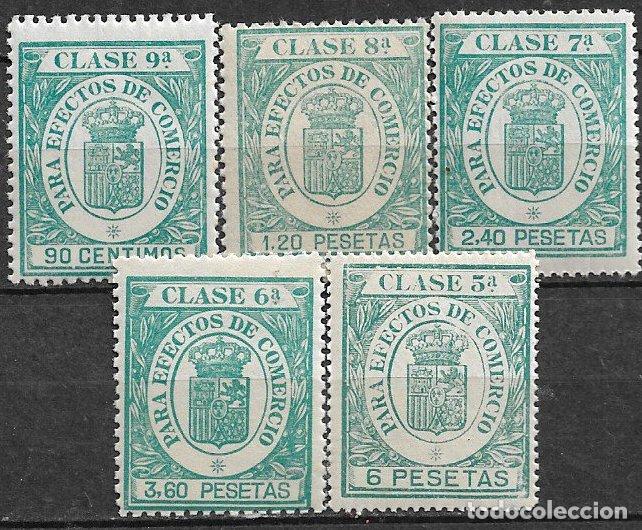 Sellos: Fiscales. 1926 Efectos de Comercio, EDIFIL n&ordm; 116 a 120 * *