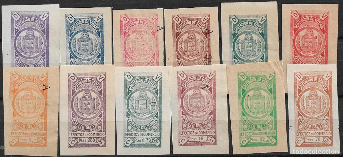 Sellos: Fiscales Diputaci&oacute;n Foral de Vizcaya, 1926 Impuesto del Timbre, Alemany n&ordm; 97 a 108 (*)completa