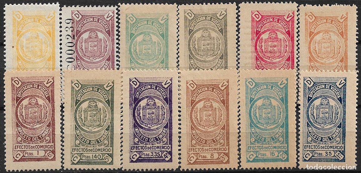 Sellos: Fiscales Diputaci&oacute;n Foral de Vizcaya, 1919 Efectos de Comercio, Alemany n&ordm; 85 a 96 (*) completa