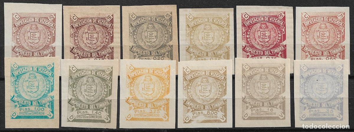 Sellos: Fiscales Diputaci&oacute;n Foral de Vizcaya, 1906 Efectos de Comercio, Alemany n&ordm; 67s a 78s (*) completa