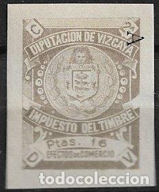 Sellos: Fiscales Diputaci&oacute;n Foral de Vizcaya, 1906 Efectos de Comercio, Alemany n&ordm; 77s * *