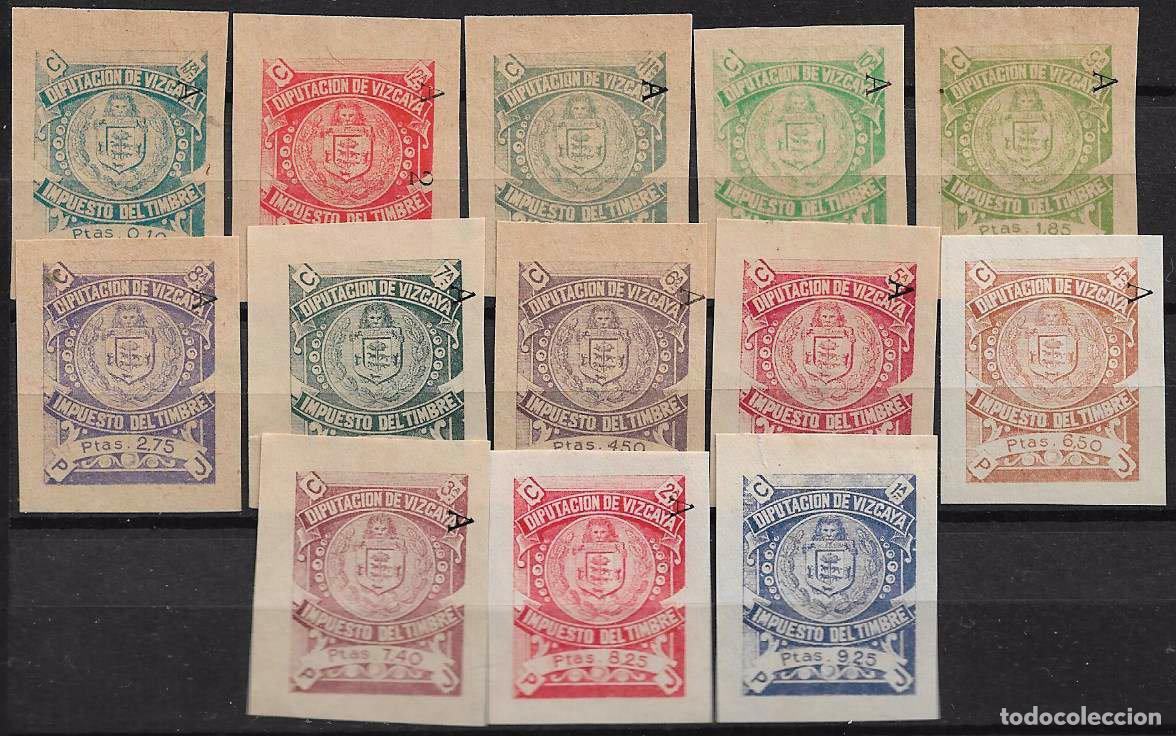 Sellos: Fiscales Diputaci&oacute;n Foral de Vizcaya, 1919 Papel Judicial, Alemany n&ordm; 54 a 66 (*) completa