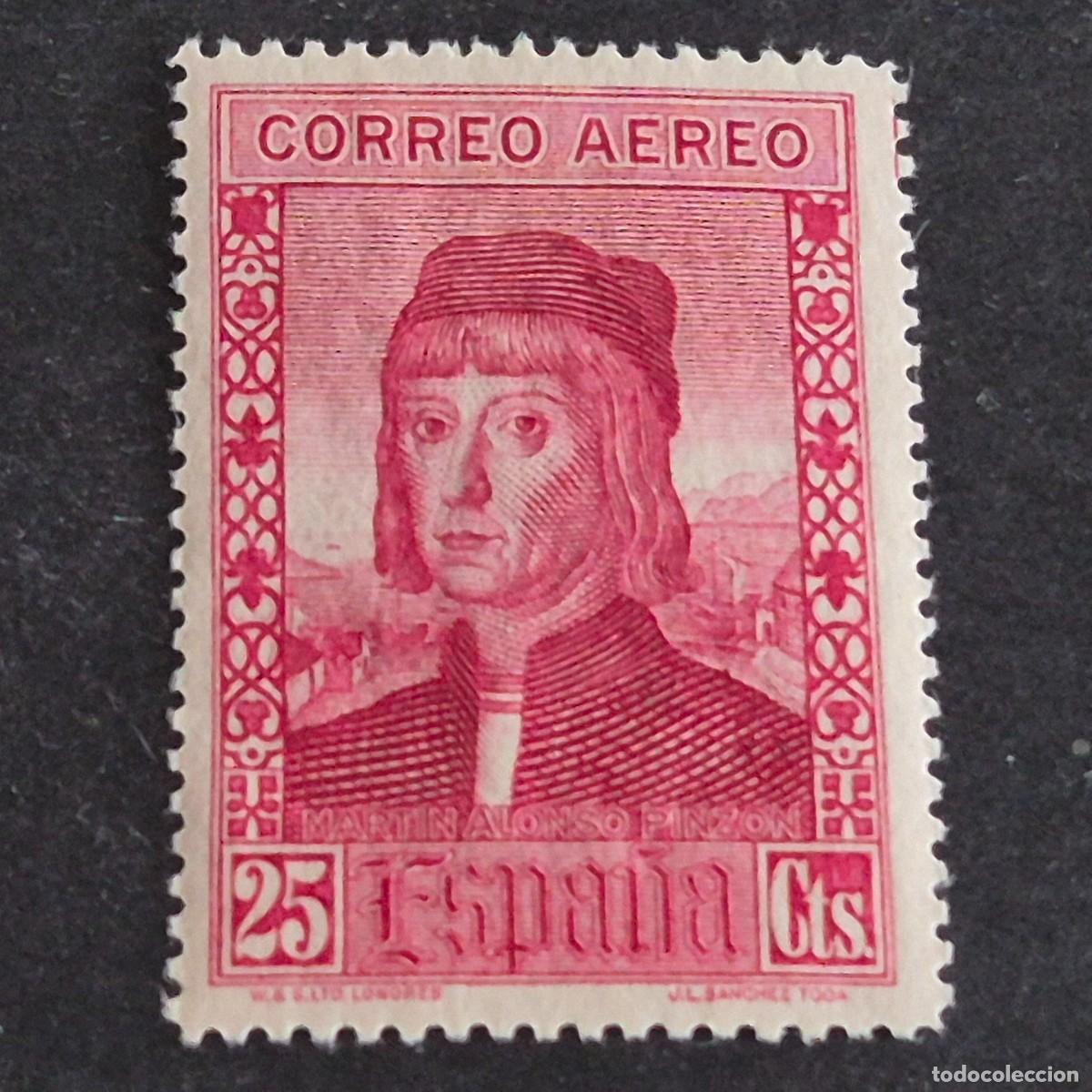 Sellos: ESPA&Ntilde;A, 1930, DESCUBRIMIENTO AM&Eacute;RICA, A&Eacute;REO EUROPA, EDIFIL 552*, NUEVO, GOMA, POCO FIJASE, (LOTE AR)