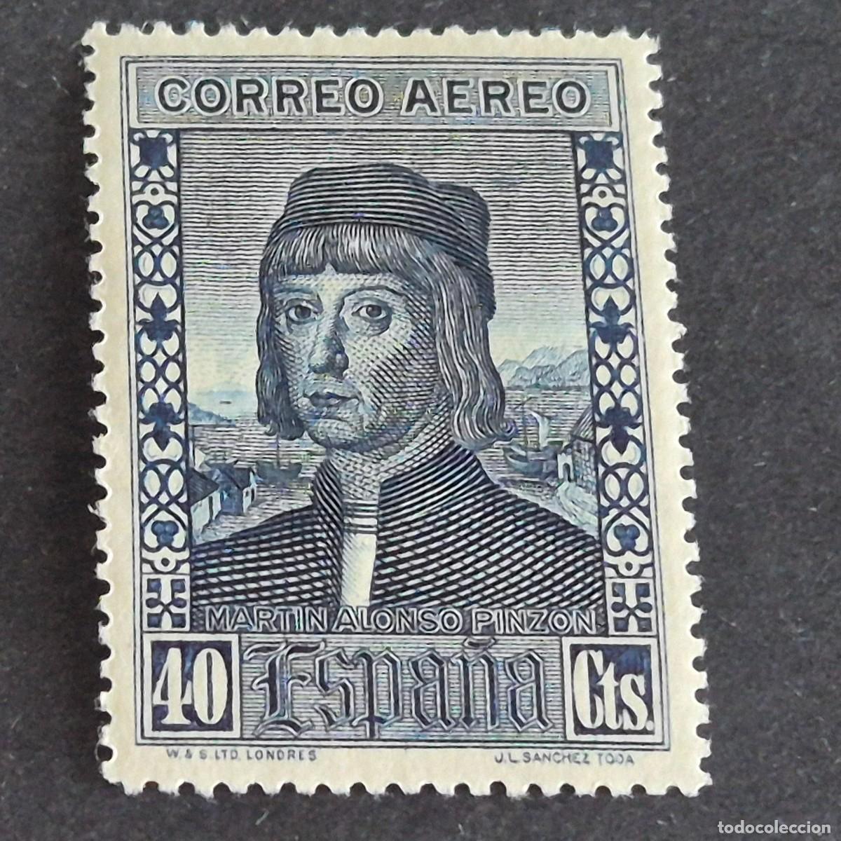 Sellos: ESPA&Ntilde;A, 1930, DESCUBRIMIENTO AM&Eacute;RICA, A&Eacute;REO EUROPA, EDIFIL 554*, NUEVO, GOMA, POCO FIJASE, (LOTE AR)