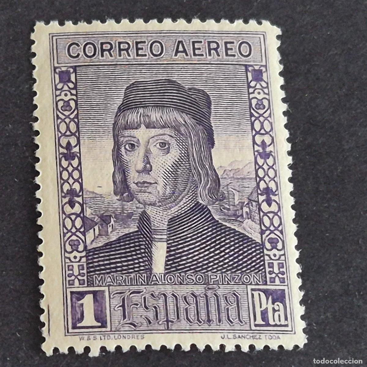 Sellos: ESPA&Ntilde;A, 1930, DESCUBRIMIENTO AM&Eacute;RICA, A&Eacute;REO EUROPA, EDIFIL 556*, NUEVO, GOMA, POCO FIJASE, (LOTE AR)