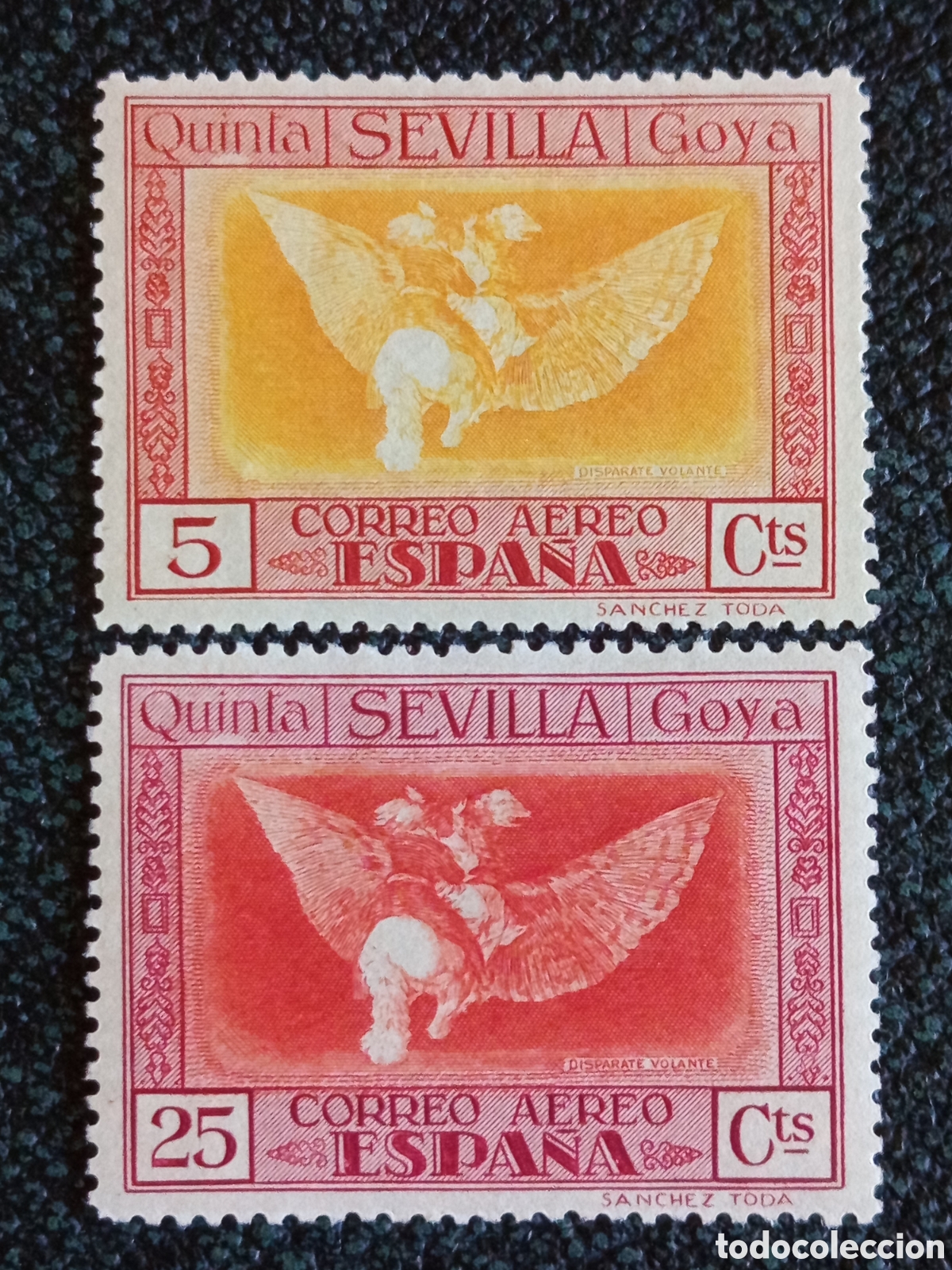Sellos: Lote 2 Sellos Espa&ntilde;a 1930 Quinta de Goya Sevilla Correo A&eacute;reo Edifil 518 y 522 MNH