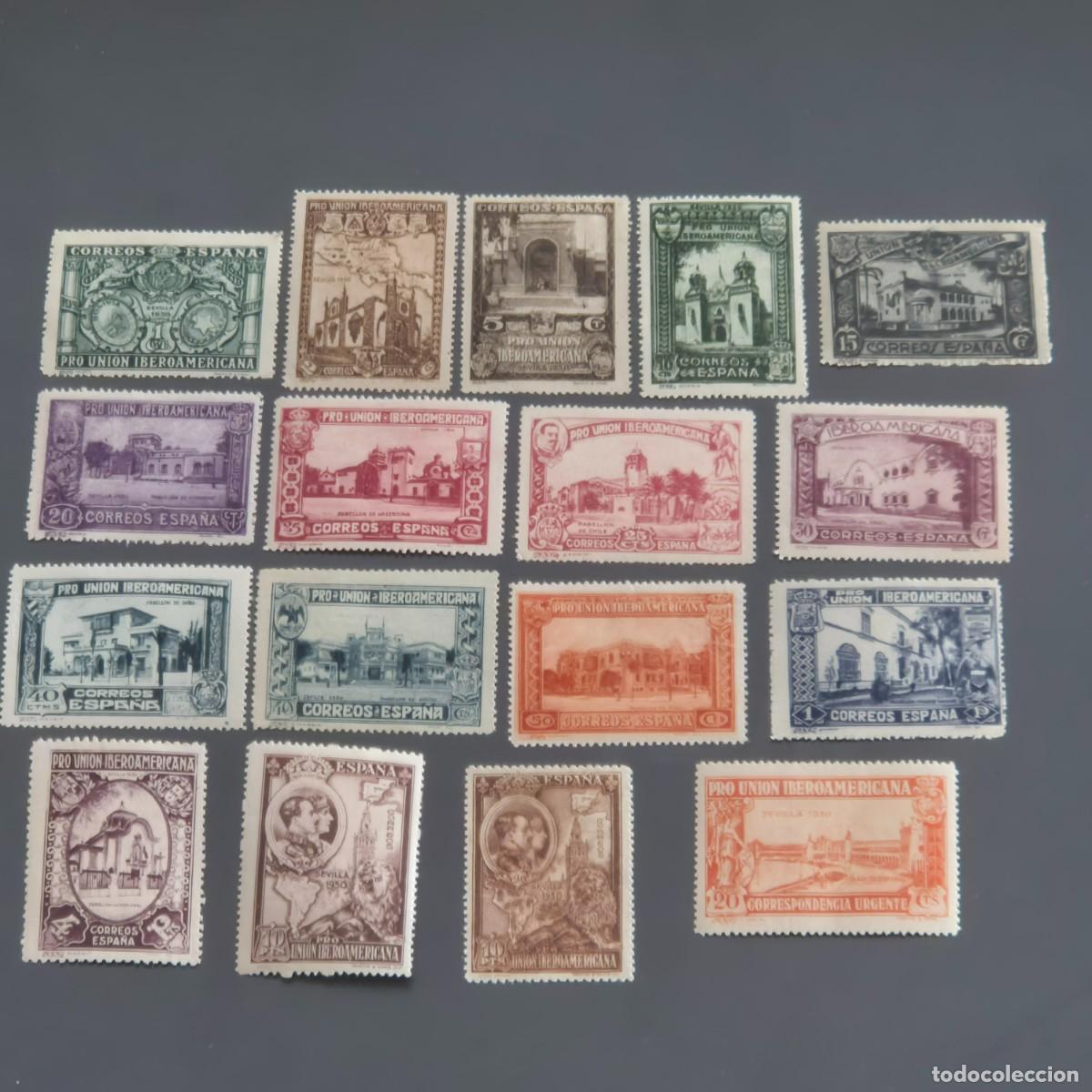 Sellos: ESPA&Ntilde;A, 1930, PRO UNI&Oacute;N IBEROAMERICANA, EDIFIL 566*-582*,NUEVO, GOMA, FIJASELLO, ( LOTE AR )