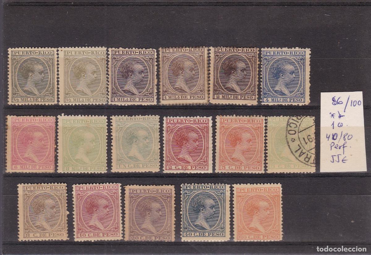 Sellos: FC-270-Cl&aacute;sicos Colonias PUERTO RICO Edifil 86/100