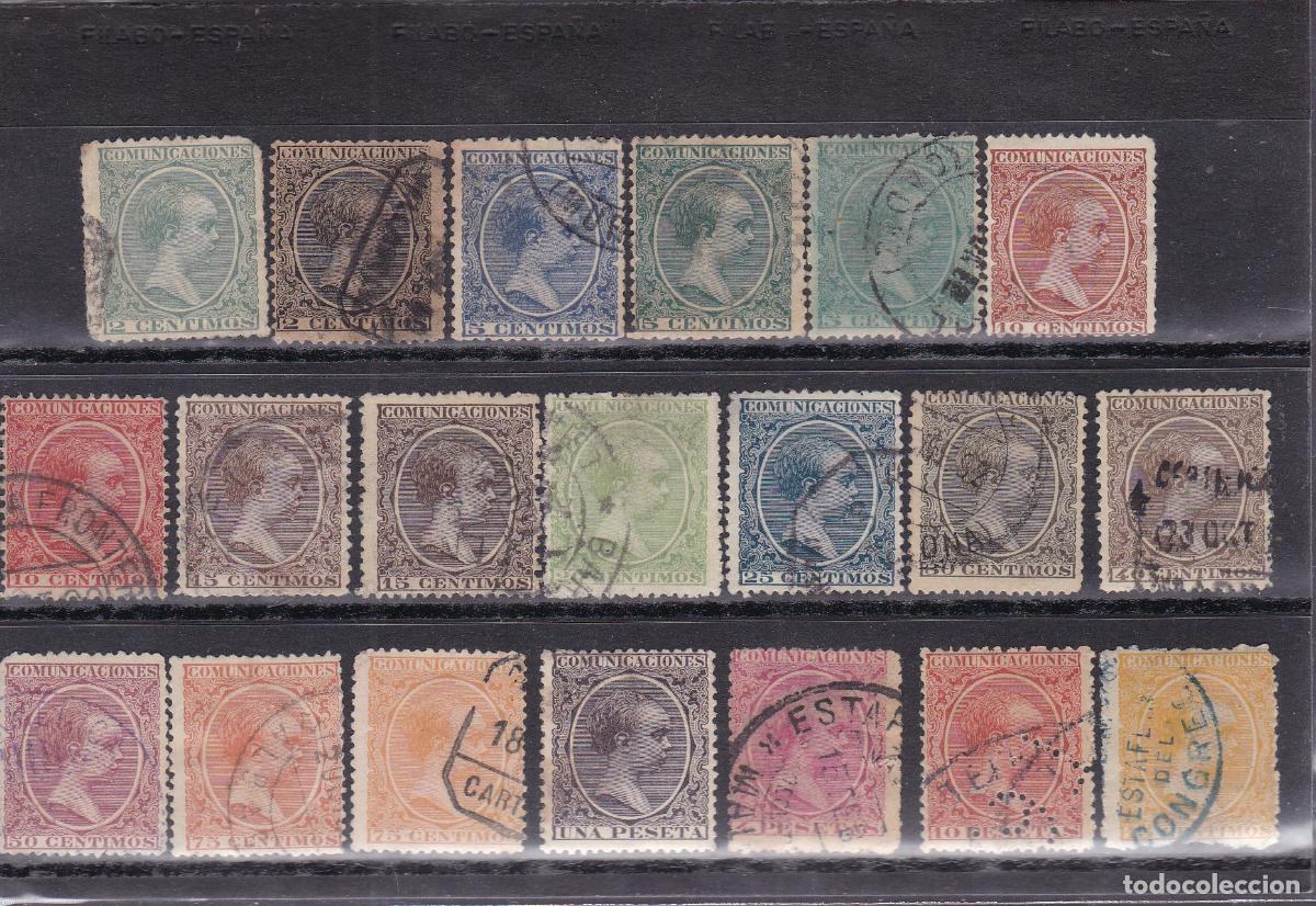 Sellos: FC-98-Alfonso XIII Pel&oacute;n Edifil 213/29 .Serie Completa Usados