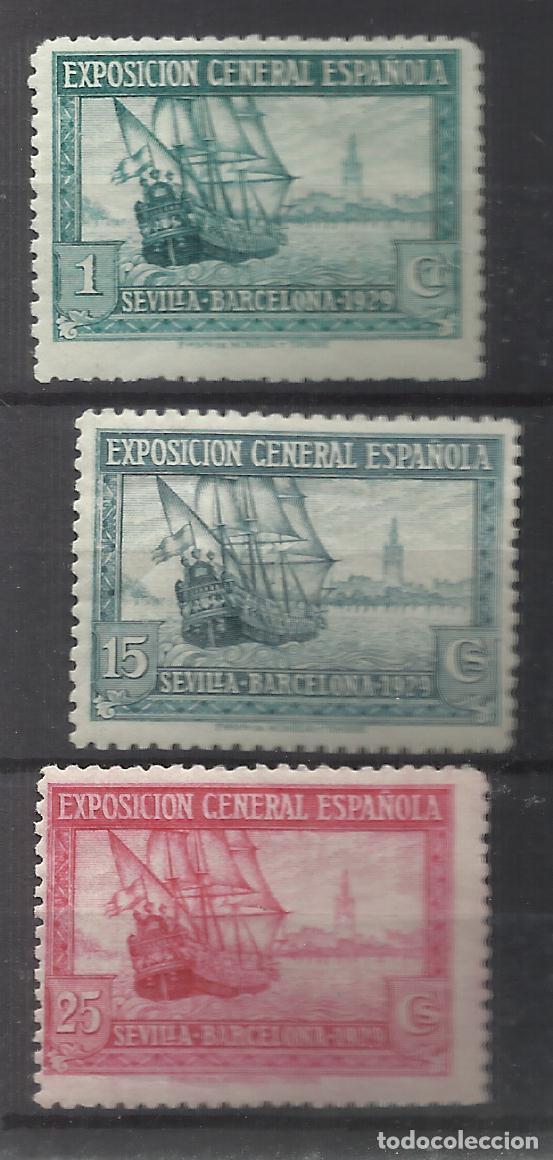 Sellos: GALEON EXPO SEVILLA BARCELONA 1929 EDIFIL 434-438-440 NUEVOS*