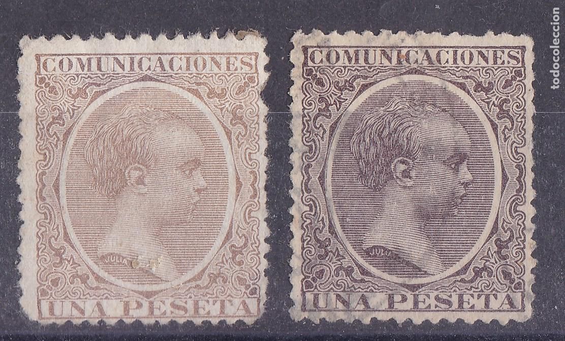Sellos: AA3-Alfonso XIII Pel&oacute;n 1 Pta Edifil 226 . VARIEDAD COLOR . RARA.