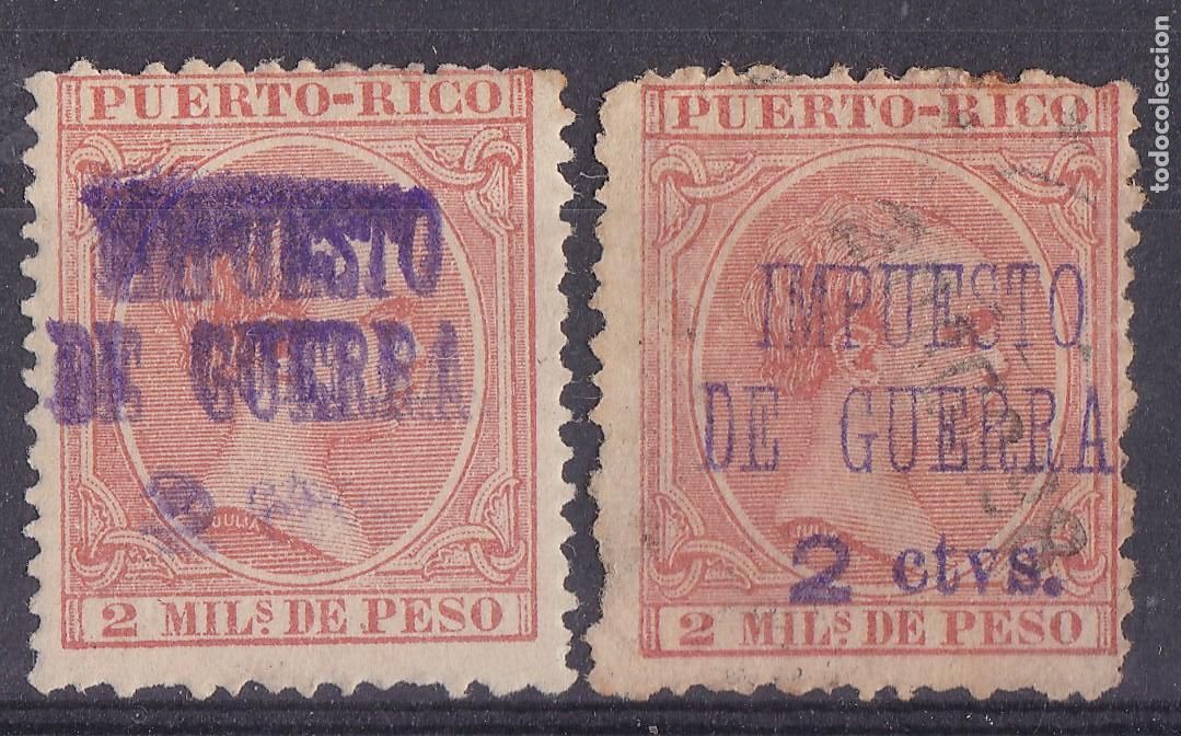 Sellos: AA7-Clasicos Colonias PUERTO RICO Variedad DOBLE SOBRECARGA Impuesto Guerra